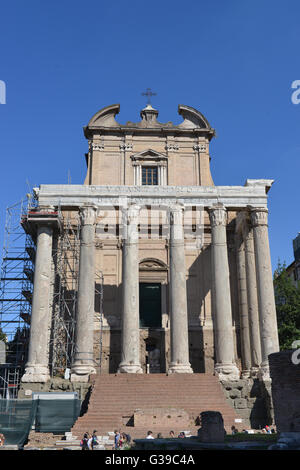Tempio di Antonino e Faustina, Foro Romano, Roma, Italia Foto Stock