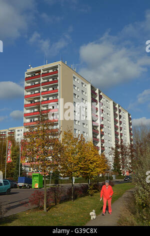 Plattenbauten, Bruno-Apitz-Strasse, Buch, Berlino, Deutschland Foto Stock