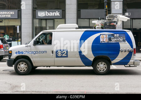 CBS OB van in Chicago. Foto Stock