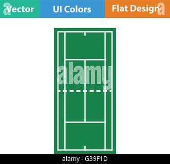 Campo da tennis icona del marchio. Design piatto. Illustrazione Vettoriale. Illustrazione Vettoriale