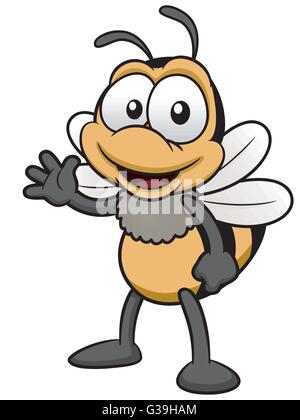 Illustrazione Vettoriale di Cartoon Bee Illustrazione Vettoriale