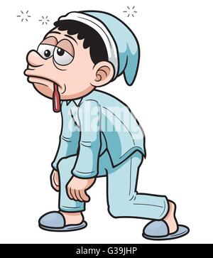Illustrazione Vettoriale di Cartoon Man wake up Illustrazione Vettoriale