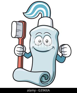 Illustrazione Vettoriale di spazzolino da denti e dentifricio cartoon Illustrazione Vettoriale