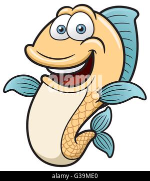 Illustrazione Vettoriale di fumetto di pesce felice Illustrazione Vettoriale