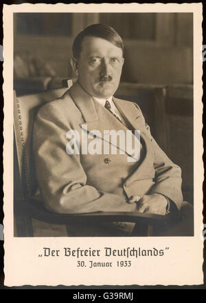 ADOLF HITLER (1889-1945), 'Der Befreier Deutschlands" (l'uomo che ha fatto la Germania libera) , fotografati a sua Berghof, Obersalzburg home. Data: 1933 Foto Stock