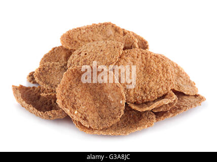 Il grano saraceno-fiocchi di frumento snack isolati su sfondo bianco Foto Stock