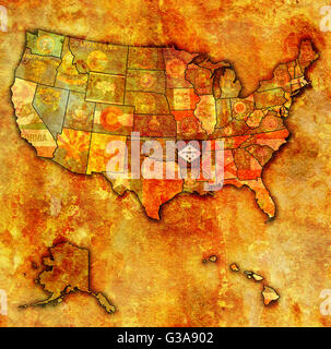 Arkansas sul vecchio vintage mappa degli stati uniti con i confini di stato Foto Stock