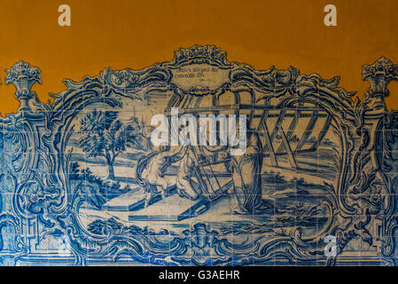 Atrio con azulejos portoghesi, Igreja da Ordem Terceira de São Francisco, Recife, Pernambuco, Brasile Foto Stock