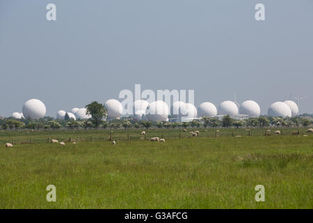 RAF Menwith Hill vicino a Harrogate, North Yorkshire, Inghilterra, Regno Unito. Foto Stock