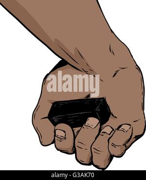 Abbozzate vicino a mano umana tenendo premuto fine art Blocco di carbone Illustrazione Vettoriale