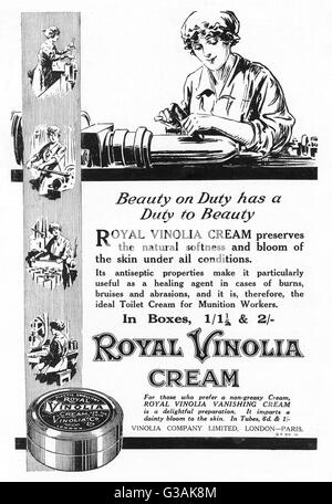 Royal Vinolia Cream pubblicità, 1918 Foto Stock