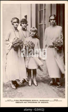 La principessa Margaret della Grecia con le sue sorelle THEODORA (b 1906), Cecilia (b 1911) e SOPHIA (b 1914) - le figlie del Principe Andrea e Alice, suore del principe Filippo data: 1905 - Foto Stock