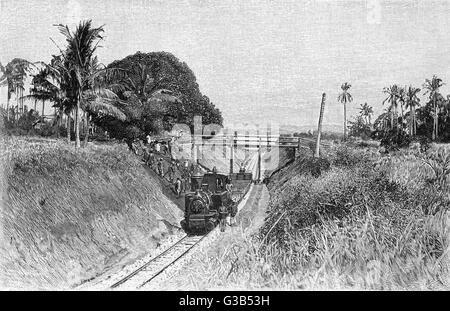 La USAMBARA della linea di collegamento tra Tanga e Muhesa, in tedesco in Africa orientale (ora Tanzania): costruzione di un taglio data: 1900 Foto Stock