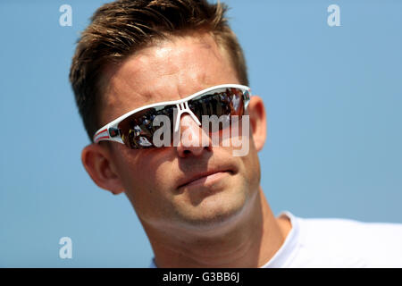 Il team di GB Pete Reed durante l annuncio del team presso il River and Rowing Museum, Henley on Thames. Foto Stock