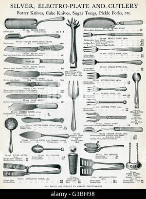 Eliminazione di argento sterling, posate a piastre elettroniche 1929 Foto Stock