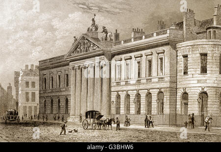 East India House, sede della East India Company, Leadenhall Street, Londra, Inghilterra xix secolo Foto Stock