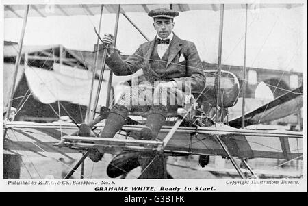 Claude Grahame-White in un primo aereo Foto Stock