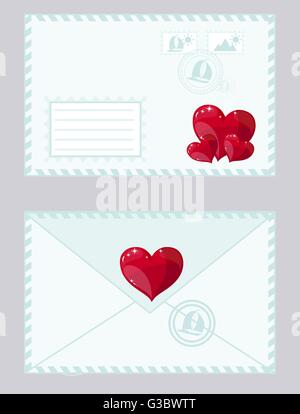 Busta con cuore, illustrazione vettoriale Illustrazione Vettoriale