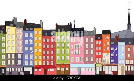 Cityscape Honfleur, illustrazione vettoriale Illustrazione Vettoriale