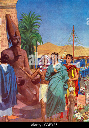 Erodoto - Greco antico viaggiatore e storico - Visita di Aswan in Egitto. Il suo occhio-testimonianze indicano che egli ha viaggiato in Egitto probabilmente qualche tempo dopo 454 BC o eventualmente in precedenza in associazione con gli Ateniesi, dopo una flotta ateniese aveva Foto Stock