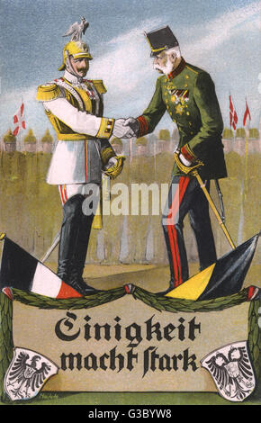 La propaganda tedesca cartolina, due Kaiser, WW1 Foto Stock