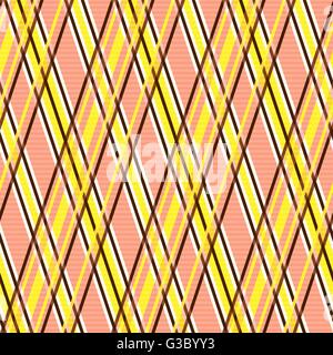 Vettore di Seamless pattern con linee incrociate principalmente in giallo, marrone e luce tinte terracotta simili come pseudo 3D effetto Illustrazione Vettoriale