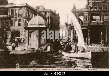 Salonicco, Grecia - Piazza della libertà e Rue Venizelos Foto Stock