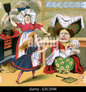 Alice nel paese delle meraviglie, duchessa, cuoco e bambino Foto Stock