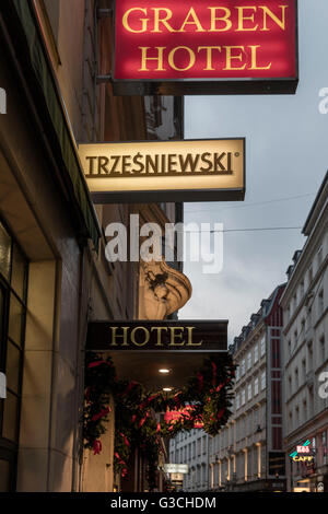 Am Graben di Vienna, Trzesniewski, hotel, street Foto Stock