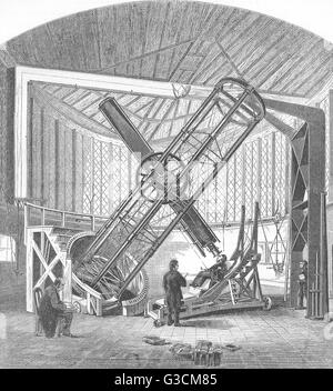 Londra: il grande equatoriale, Royal Observatory, Greenwich, antica stampa 1869 Foto Stock