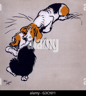 Illustrazione di Cecil Aldin, il Puppies del Farmyard Foto Stock