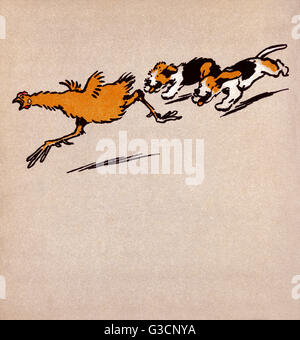 Illustrazione di Cecil Aldin, il Puppies del Farmyard Foto Stock