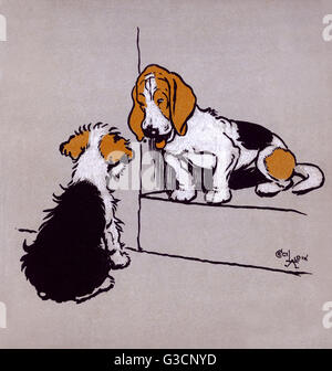 Illustrazione di Cecil Aldin, il Puppies del Farmyard Foto Stock