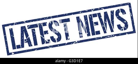 Ultime notizie blu piazza grunge vintage timbro di gomma Illustrazione Vettoriale
