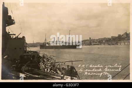 HMS Marlborough - SS Arabo in procinto di imbarcarsi il Gen. Harrington Foto Stock