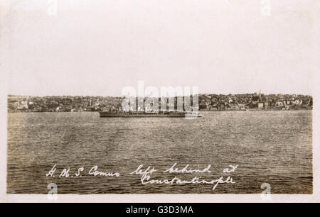 La HMS Comus è partita a Istanbul, in Turchia, il 1923 agosto Foto Stock