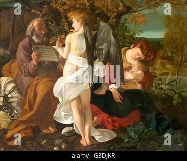 Riposa sul volo in Egitto, di Caravaggio, 1597, Galleria Doria Pamphilj, Roma, Italia, Europa Foto Stock