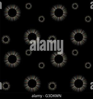 Vettore. Seamless sfondo nero con cerchi colorati. Adatto per imballaggio, carta, tessuti, tessili, carta da parati stampa. Illustrazione Vettoriale