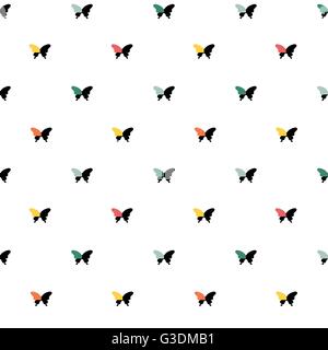 Vettore. Sfondo senza giunture di coloratissime farfalle. Disegno alla moda per i tessili, carta da imballaggio, copertine, imballaggi e altri. Illustrazione Vettoriale