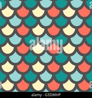 Pelle di pesce stile modello senza giunture. Sfondo scuro. Vector perfetta illustrazione del modello Illustrazione Vettoriale