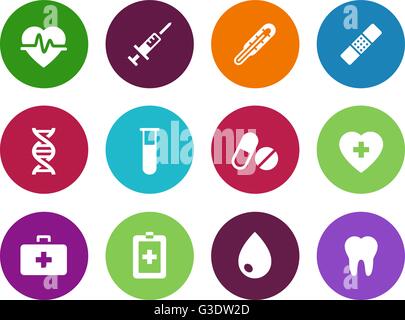 Medical icone cerchio su sfondo bianco. Illustrazione Vettoriale