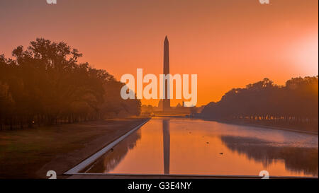 Sunrise presso la piscina riflettente , National Mall ,Washington DC , STATI UNITI Foto Stock