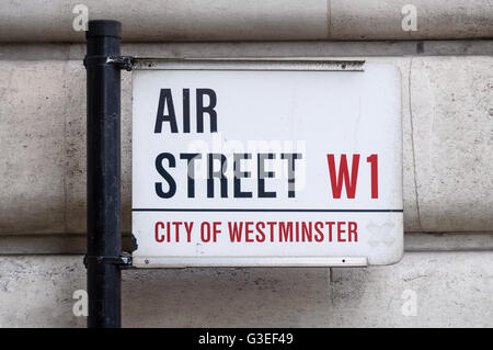 Aria Street sign in Westminster, Londra, Regno Unito Foto Stock