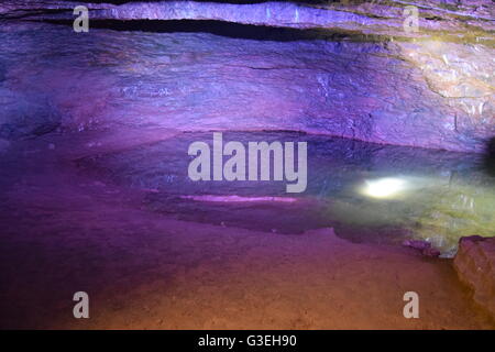 Piscina tuffo dall'interno di Wookey Hole Caves nel Somerset, Regno Unito Foto Stock