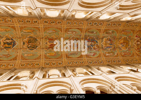 Cattedrale di Ely navata il soffitto dipinto; Cattedrale di Ely interno, Ely Cambridgeshire East Anglia UK Foto Stock