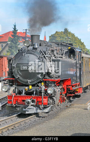 In Germania, in Sassonia, Olbersdorf, Zittau linea a scartamento ridotto, tender locomotive a vapore, BR 99.758, a scartamento ridotto 750 mm, Foto Stock