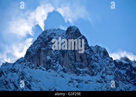 Tempesta di neve, Baviera, monte Brocken spectre, Germania, Foto Stock