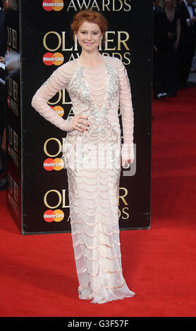 3 aprile 2016 - Jessie Buckley frequentando il Olivier Awards 2016 at Royal Opera House Covent Garden di Londra, Regno Unito. Foto Stock