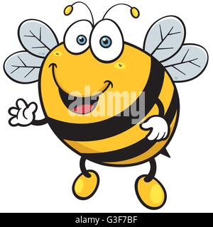 Illustrazione Vettoriale di Cartoon Bee Illustrazione Vettoriale