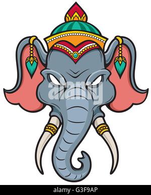 Illustrazione Vettoriale della testa di elefante Illustrazione Vettoriale